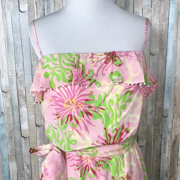 Lilly Pulitzer 4 Pink Darcia Silk Dress Ruffled - Picture 3 of 6